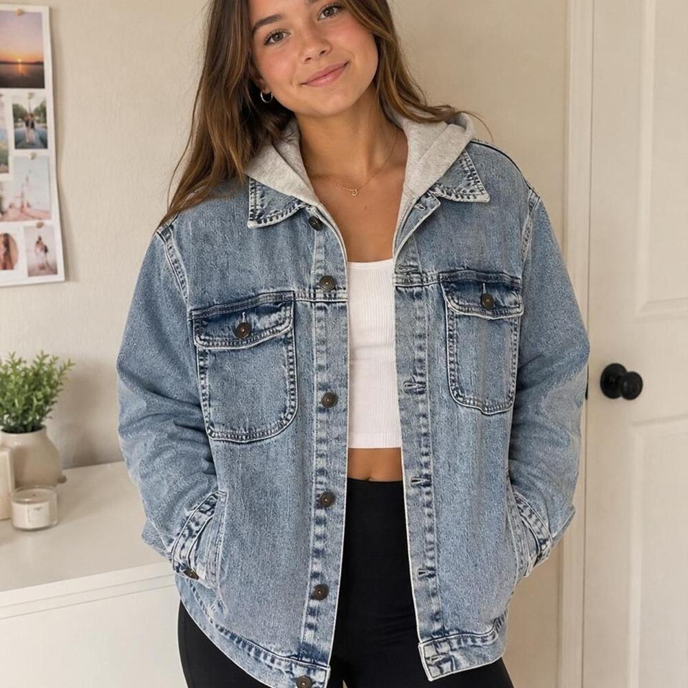 Girls hooded denim jacket